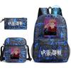 3 шт. Рюкзак Jujutsu Kaisen для мальчиков и девочек Аниме Mochila Студенческая школьная сумка с плечевой сумкой Пенал Ежедневная дорожная сумка Rucksack
