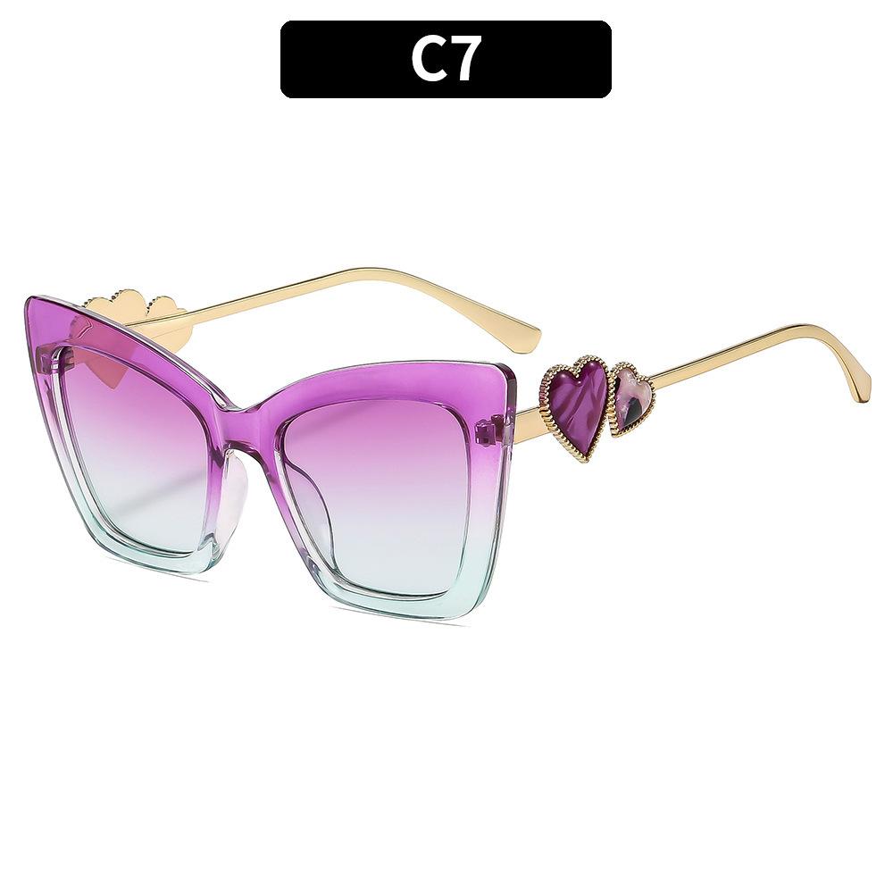 New European and American fashion cat eye high-end sunglasses street shooting versatile plain face personalized sunglasses trendy brand glasses