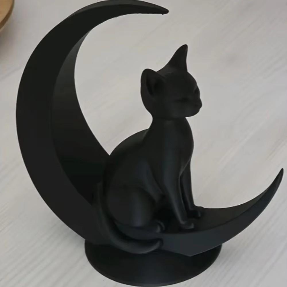 3D Printed Cat Sculpture Minimalist Style Desktop Decoration Dark Style Cat Statue Party
