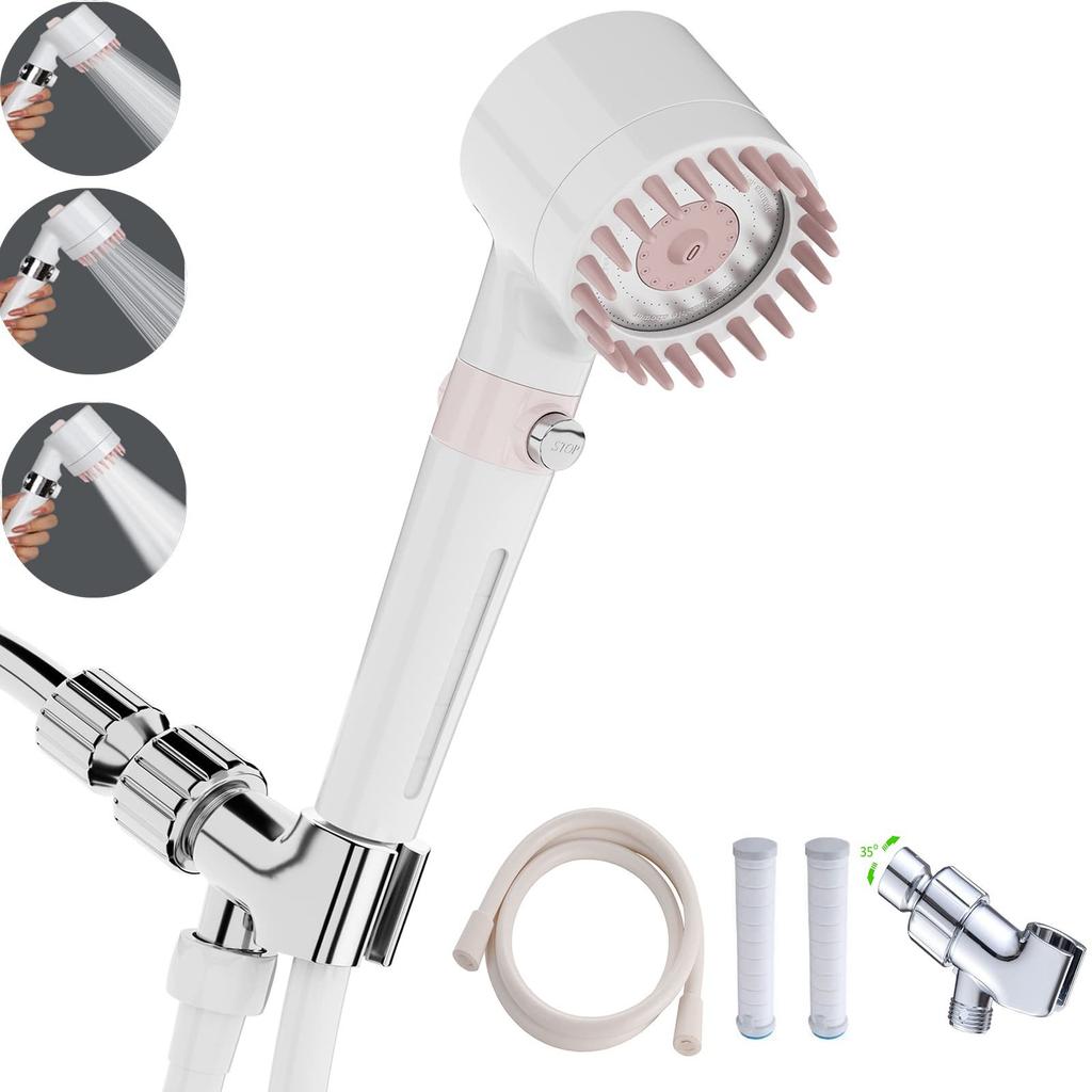 Increased Pressure Function Massage Brush Adjustable Water Pressure Removable Handheld Chrome Water Saving Shower Sprayer