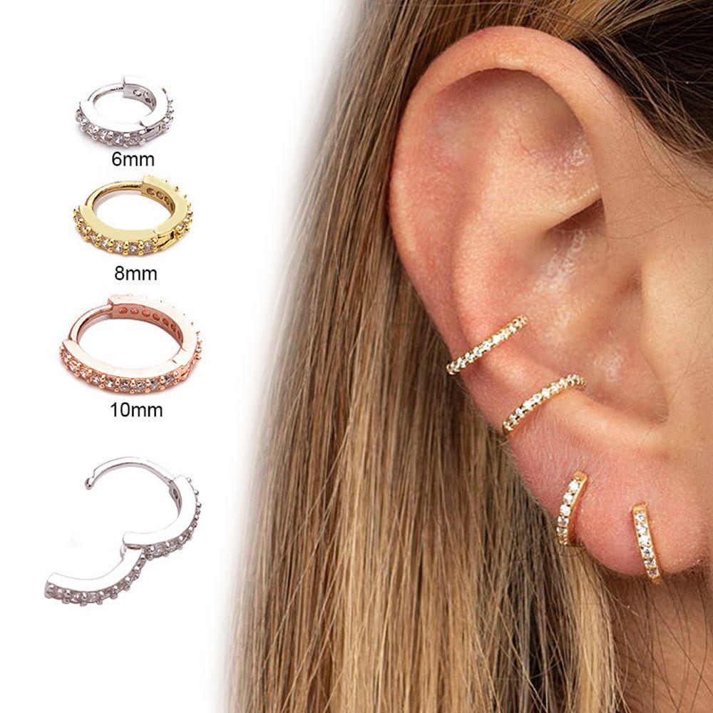 Cartilage Tragus Daith Conch Snug Nose Ring Huggie Hoop Earring CZ Ear Piercing Body Jewelry