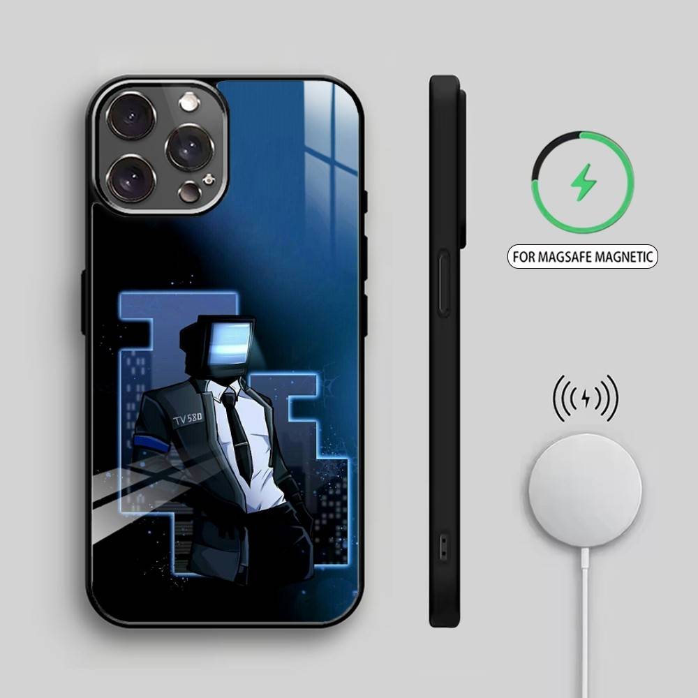 S-Skibidi Toilet T-TV M-Man Phone Case For iPhone17,16,15,14,13,12,11 Plus,Pro Max Magnetic For Magsafe Wireless Charging
