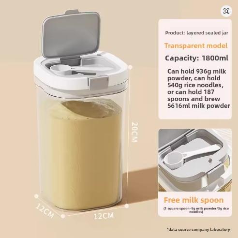 Pantry Storage Containers With Lids Portable Mini Plastic Kitchen Airtight Dry Food Milk Tea Powder Jar for Kitchen Organization