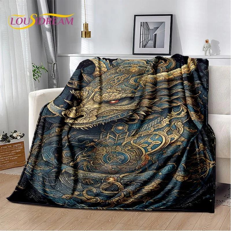 Chinese Style Dreamy Dragon Cartoon Blanket,Soft Throw Blanket for Home Bedroom Bed Sofa Picnic Travel Office Cover Child Gift