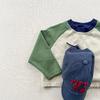 Осенние детские футболки Color Block Свободные с длинным рукавом Детская футболка Модная Мягкая Одежда для мальчиков