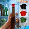 2PCS Creative Hat-shaped Bottle Cap Plastic Sunshade Cap Ornaments Cute Beer Bottle Cap  Drink