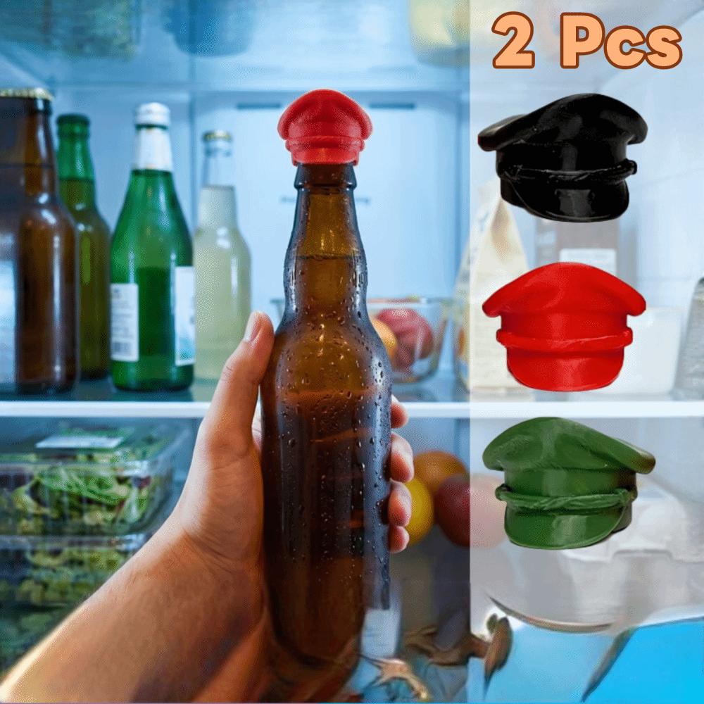 2PCS Creative Hat-shaped Bottle Cap Plastic Sunshade Cap Ornaments Cute Beer Bottle Cap Drink