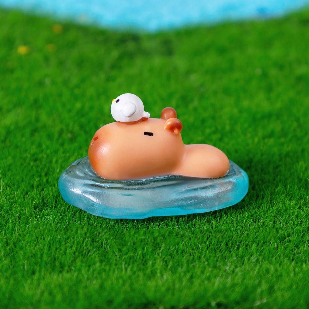 Resin Cartoon Capybara Statue DIY Mini Animals Figurine Party Festival