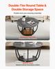 Coffee Table, Modern Round Coffee Table, 2 Tiers Wooden Circle Center Desk with Open Storage, Minimalist Sturdy Metal Frame Accent End Desk for Living