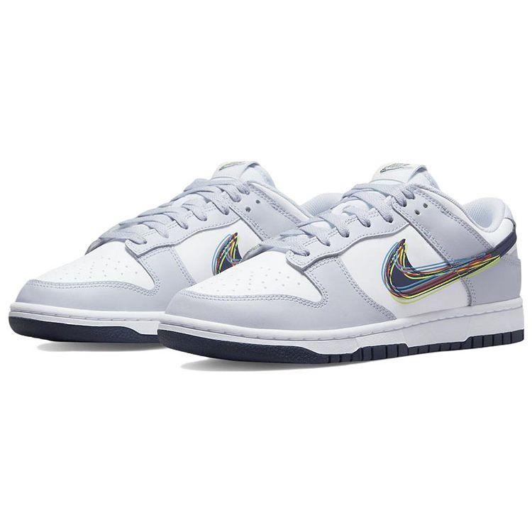 Nike Мужские кроссовки Dunk Low 3D Swoosh белые чернено-синие Volt DV6482-100