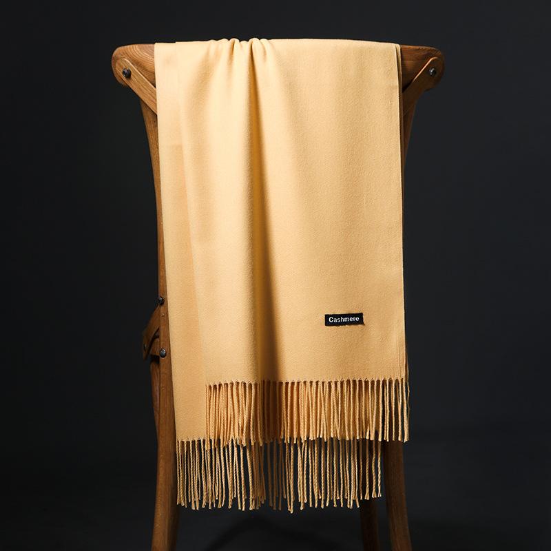 Spring And Autumn Winter New Scarf Women'S Tassel Imitation Cashmere Versatile Solid Color Scarf Dual Purpose Student Long Style Thickened
