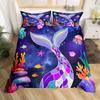 Erosebridal Mermaid Tail Comforter Cover,Kids Fish Scales Duvet Cover Twin,Girly Shell Starfish Bedding Set Ocean Life Sea Animal Bed Sets P