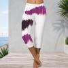 Women Plus Size High Waist Capri Leggings Blue Marbled Rose Gold Print Stretchy Soft Athletic Yoga Workout Cropped Pants For Casual Daily Wear