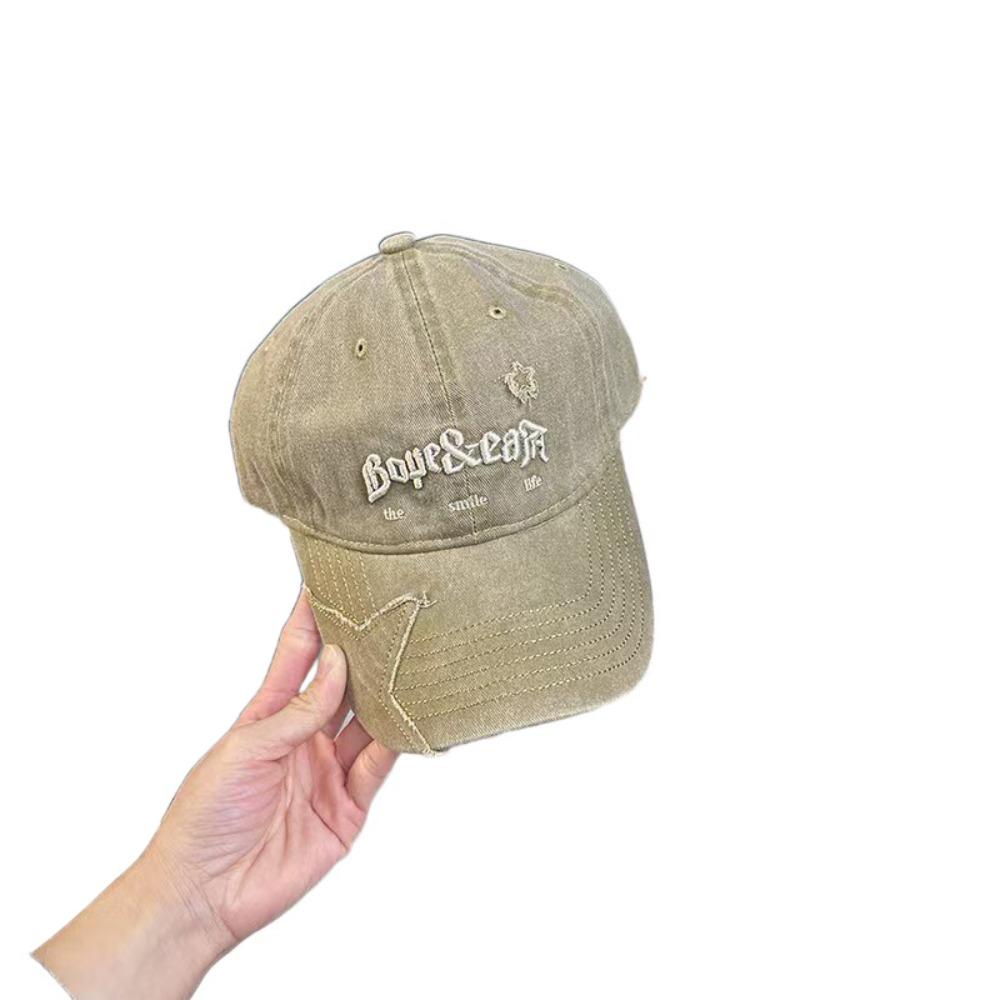Бейсболка с вышитыми буквами, регулируемая кепка со звездой, бейсболка из выстиранного денима для подростков