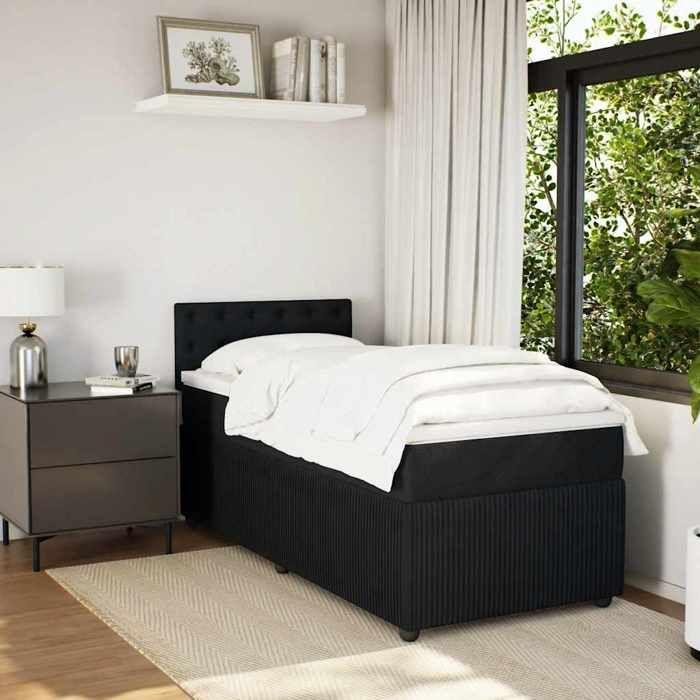 Maison Exclusive - Sommier à lattes de lit avec matelas Noir 100x200 cm Velours