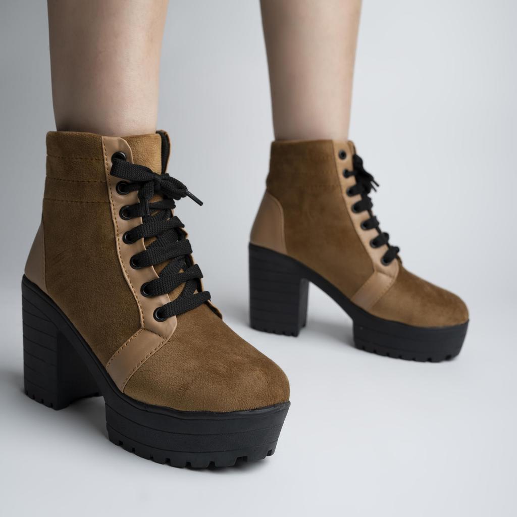 Shoetopia Женские короткие ботильоны на массивном каблуке с нескользящей подошвой, удобные модные ботильоны на щиколотку | Мягкая амортизирующая подошва | Для повседневной носки, вечеринок и зимы