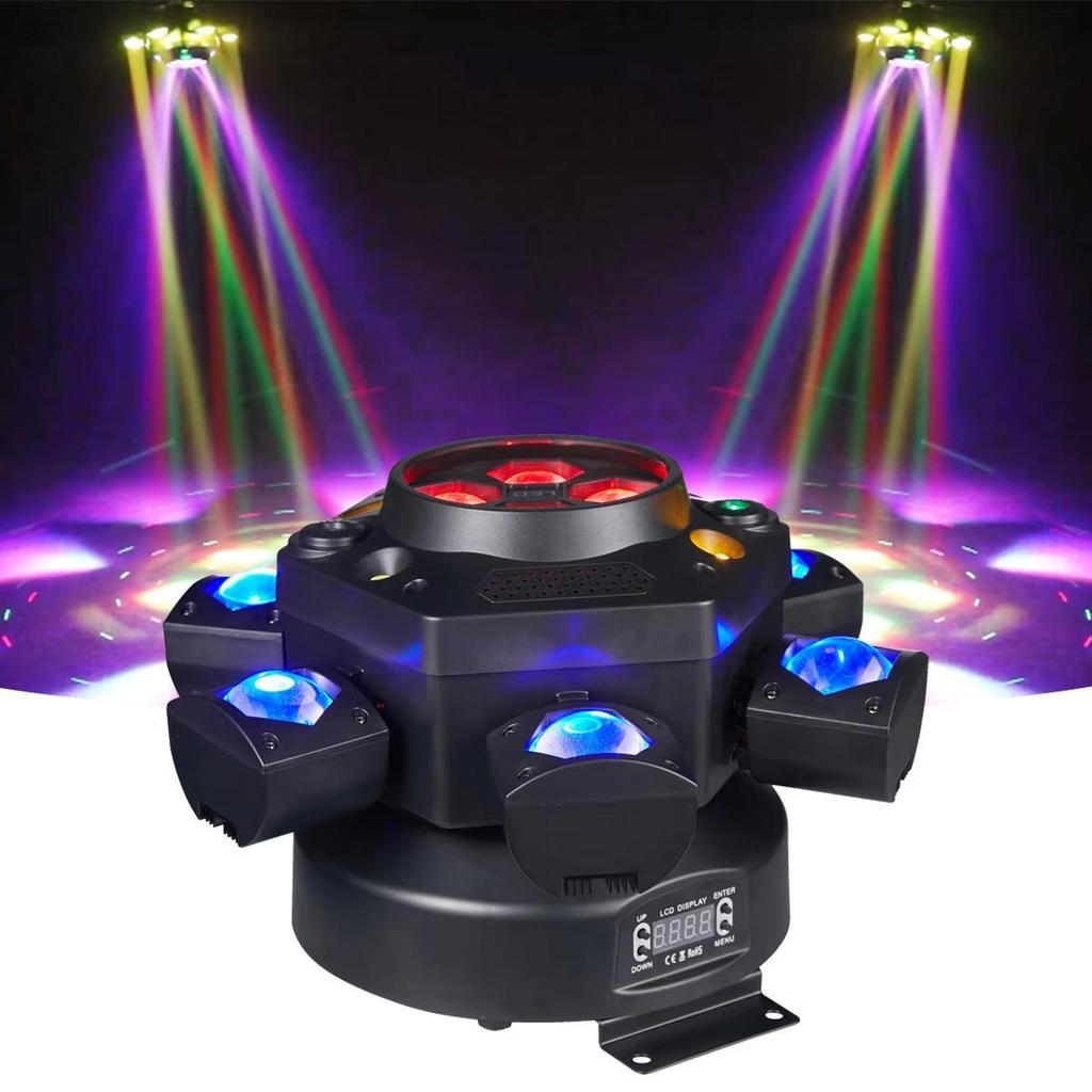 LED 10X10W 6 Head 4in 1 Moving Head Beam Light RG Laser Strobe Light DMX Stage Light RGB Beam Light Rotating Disco Party Bar atmosphere