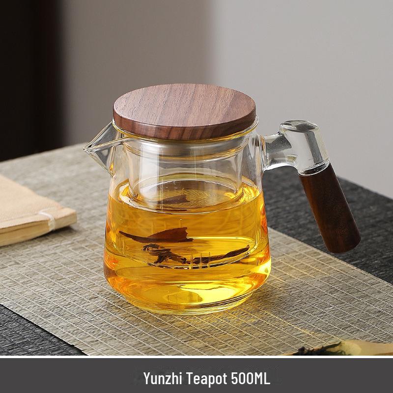 Стеклянный чайник с фильтром и боковой ручкой, устойчивый к высоким температурам, для использования в офисе или заваривания цветочного чая