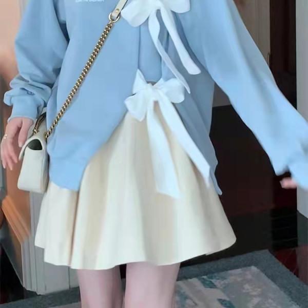 Women's Loose Bow-Tie Pullover Sweatshirt - New for Early Autumn 2024