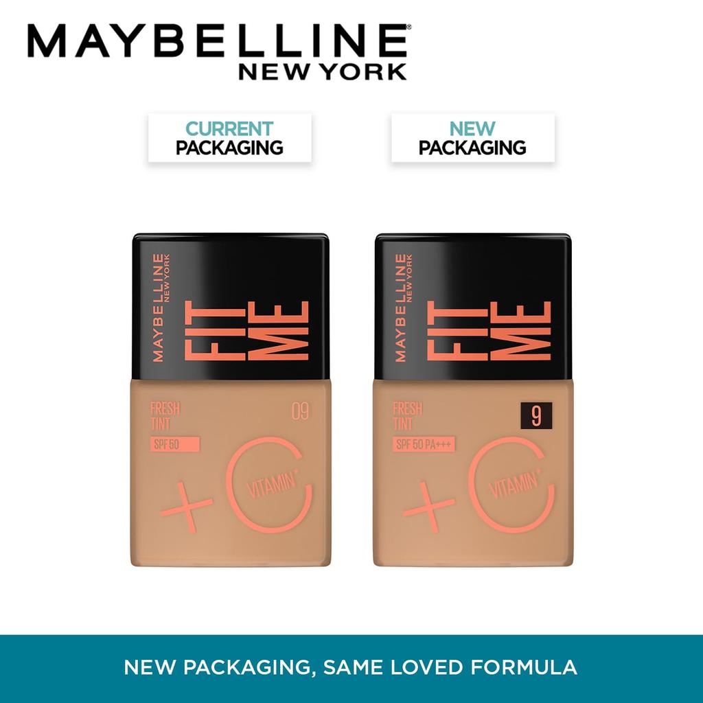 Maybelline New York Liquid Foundation SPF 50 With Vitamin C Natural Coverage Skin Tint 30ml Shade 09 Daily Use
