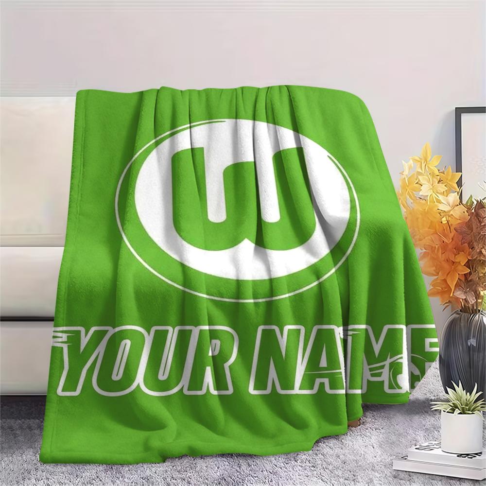 1PC Custom Name Vfl Wolfsburg Patterned Flannel Blanket Suitable For All Seasons for Home Decor Warmth and Comfort Gifts Holiday Present