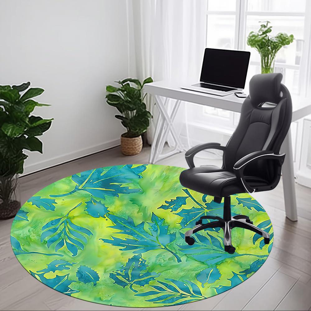 1pc Leaf Print Chair Carpet for Office, Non slip, Soft and Durable Office Rug for Interior Decoration