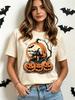 Women's Fashionable Casual Short-Sleeve Halloween T-Shirt with Spooky Skull Print and Round Neckline Perfect for Holiday Parties