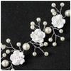 Bridal White Flower Headband Soft Ceramic Rose Headdress Pearls Hair Vine for Banquet Wedding Masquerade