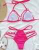Women's Swimwear Solid Halter Bikini Back Tie Swimsuit Triangle Swimsuit Set 5 Colour