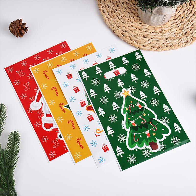 50 шт./100 шт. Рождественское украшение для дома Мультяшный принт Пакеты для вечеринки для печенья, конфет Упаковка для подарков Жемчужная пленка Праздничный Случайный