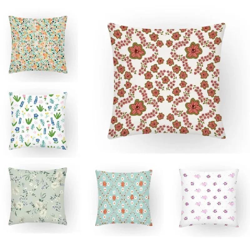 Juste De Coussin De Voiture De Canapé De Bureau, Décoration D'intérieur De Luxe, Taie D'oreiller, Motif De Fleurs De Feuilles De Plantes