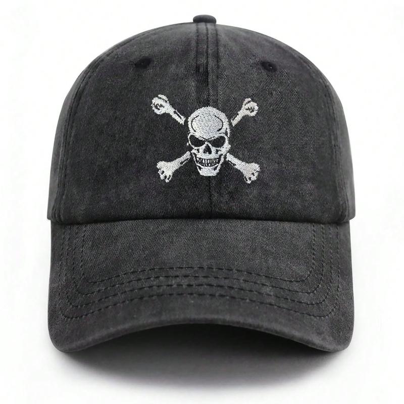 1pc Skull And Crossbones Baseball Cap For Men Women, Funny Adjustable Embroidered Skeleton Hat,Suitable For Halloween Party.