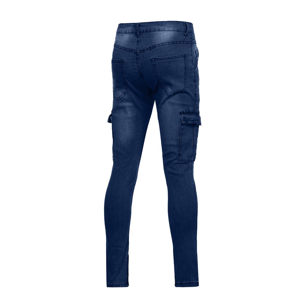Мужские брюки из эластичного денима с рваными рваными джинсами Freyed Slim Fit с карманами