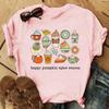 Autumn Maple Leaf Halloween Thanksgiving Print ShortSleeved TShirt European American Style Aesthetic Top for Unisex Women