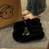 2024 Luxury Fluffy Fur Loafers Women Winter Warm Plush Furry Flat Shoes Designer Peals Indoor Home Footwear Cozy Moccasin Flats