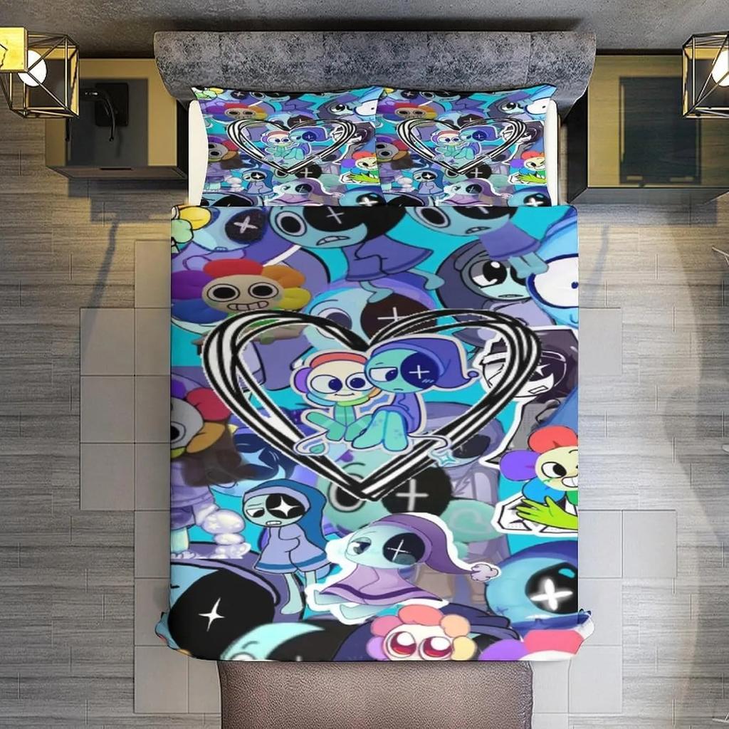 Игровой D-Dandy's World Постельный комплект Комплект пододеяльника с 3D-печатью с наволочками Подарок на день рождения для мальчика, подростка, ребенка Мягкое милое постельное белье