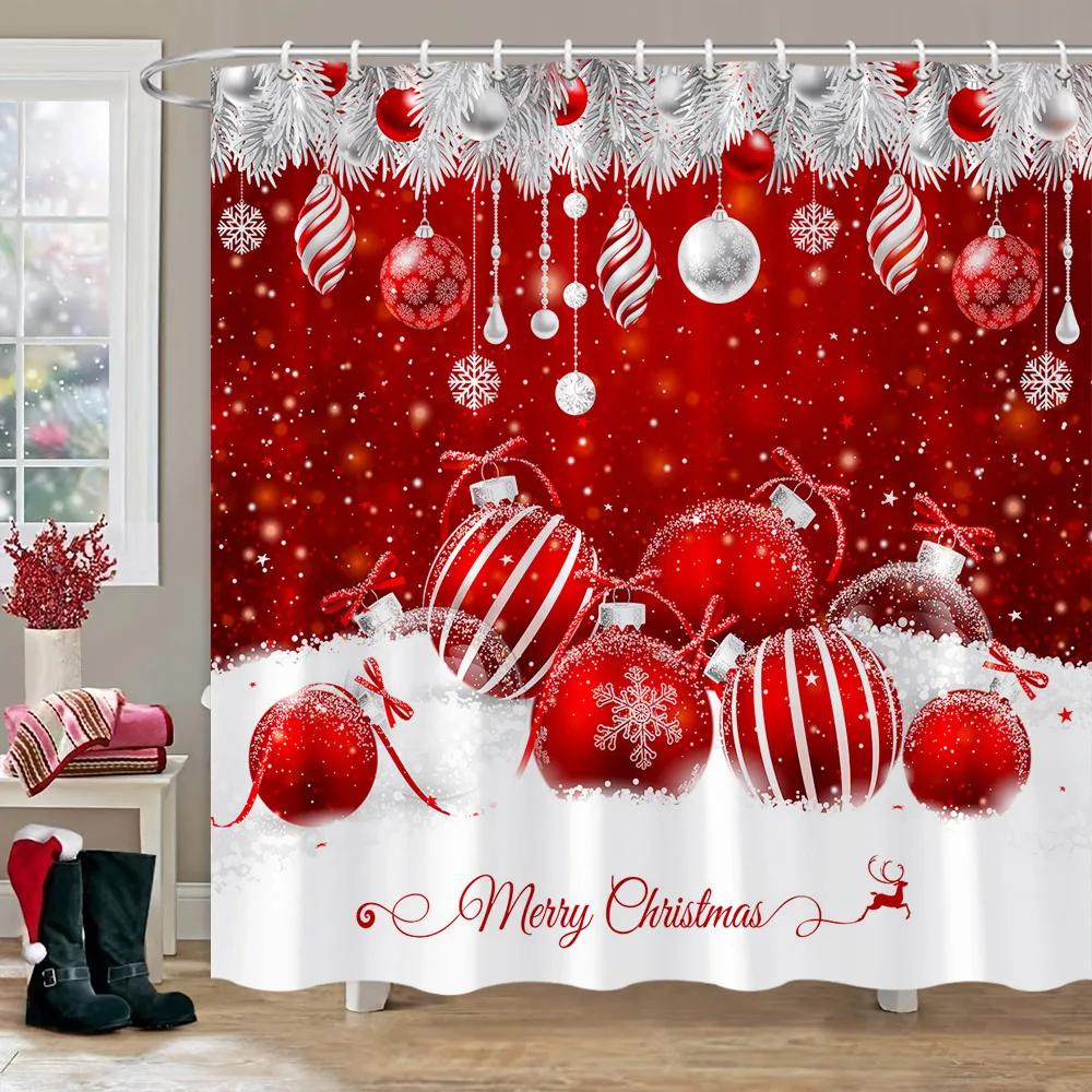 Рождественская занавеска для душа для ванной комнаты, деревенская рождественская занавеска для душа в деревенском доме, винтажная рождественская занавеска для душа для гостиной