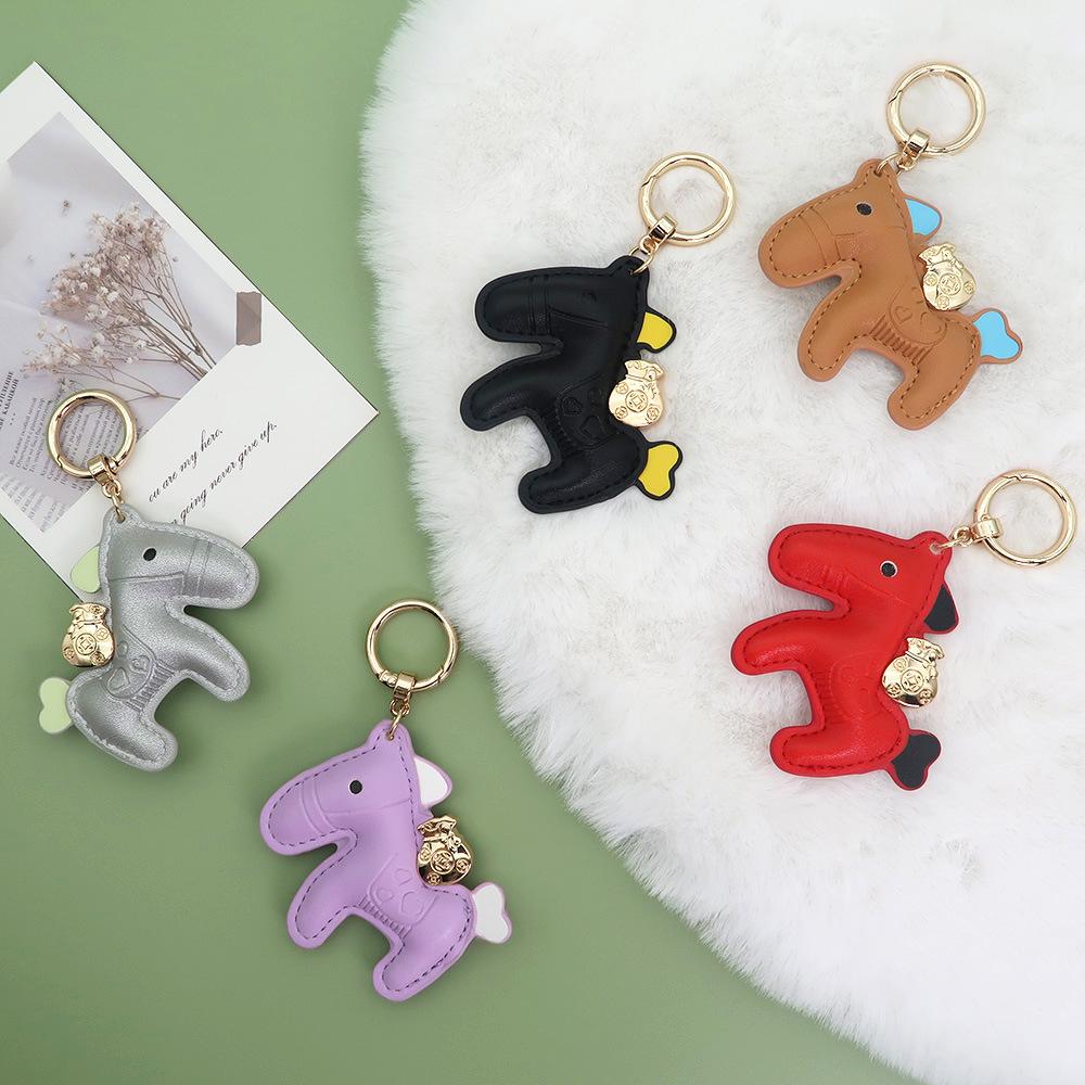 Women's Bag Charm Decoration Bag Pendant Cartoon Rocking Wooden Horse Women's Leather Bag Charm Key Chain Cute Bag Accessories Gifts