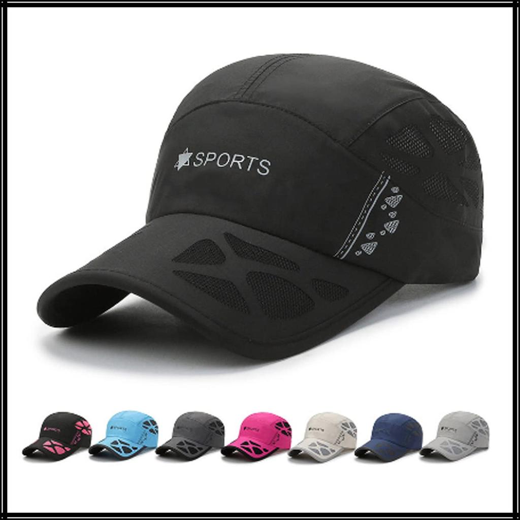 Mesh Cap SPORTS Logo Hat Sports Running Lightweight Quick Drying CA510 [White Fang] Men's Women's (Navy)