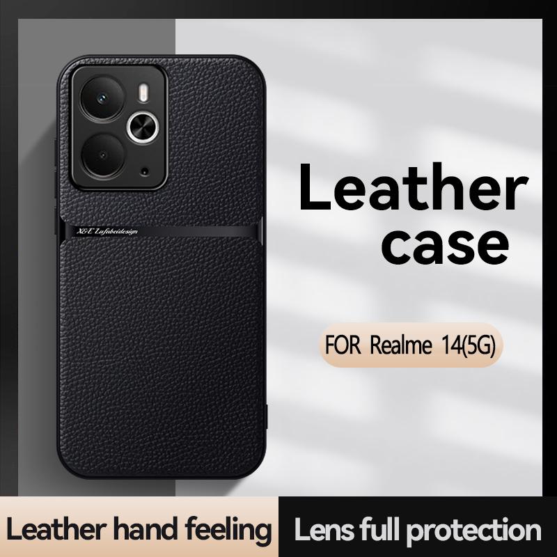 Для OPPO Realme 14 14 Pro 14 ProPlus Оригинальная текстура кожи Однотонный Встроенный магнитный Чехол для телефона с защитой от отпечатков пальцев