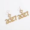 Elegant 2027 Digital Earrings Rhinestone Stud Earrings Happy New Year Earrings  Celebration Holiday