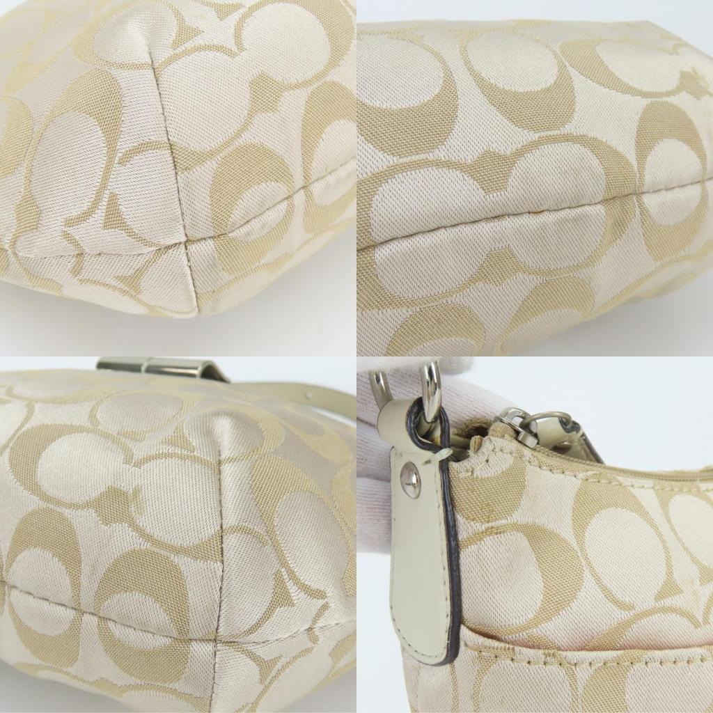 Used COACH Shoulder Bag Signature 43740 canvas/leather gold Gurege one belt