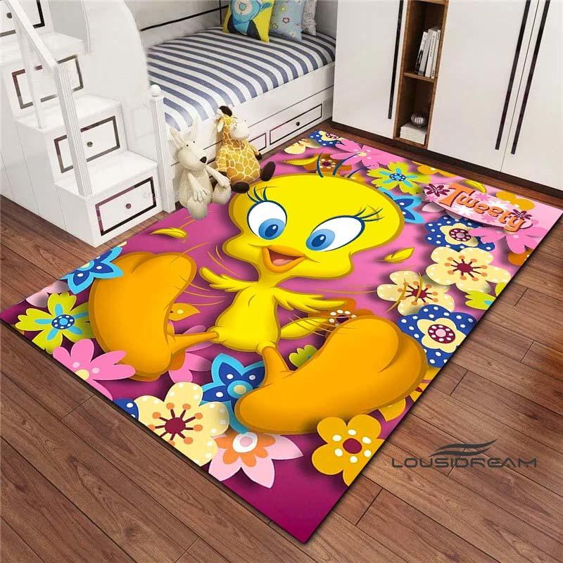 3D printed cartoon TweetyBird rug, suitable for living rooms, bedrooms, sofas, balconies, gardens, etc. Large-sized decorativ