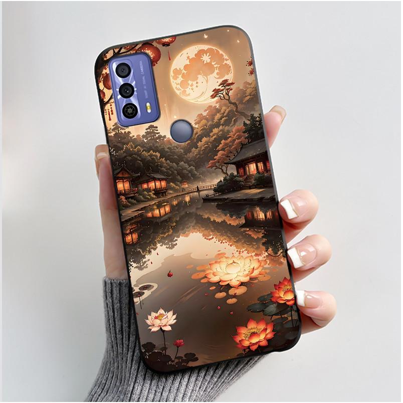 New Design Case For TCL 20B (6159K) Fashionable Black Love Pattern Shockproof Protective Cover Soft Silicone Black Case