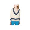 Polo Ralph Lauren Ss22 Striped V-Neck Cable Knit Pullover Sweater Women Sweater White 211838009-001