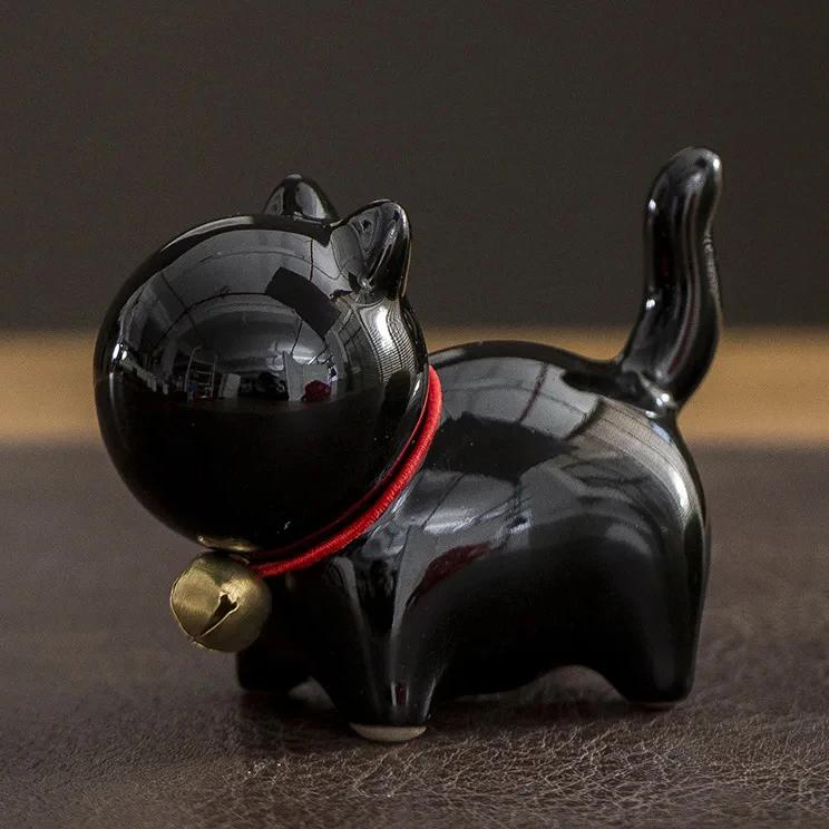 Чайные керамические украшения для домашних животных, расписанные золотом, бутиковые аксессуары для чайного столика, креативная керамика для котят, милый котенок, украшение для животных