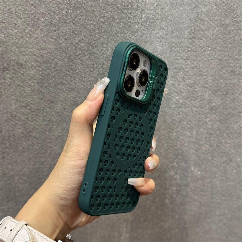 Чехол для iPhone 17 Pro Max: Сетчатый корпус для теплоотвода, Подставка для объектива, Магнитный, Ударопрочный чехол