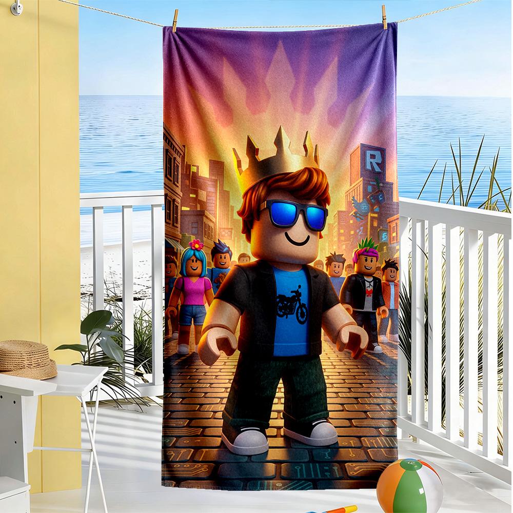 Пляжное полотенце Roblox Мягкое Прочное Быстросохнущее Удобное Легкое Идеально для Путешествий Йоги Кемпинга и Плавания