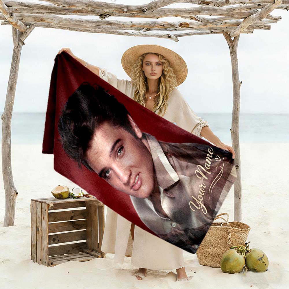 Elvis Presley Customize Text Beach Towel Quick-Dry Soft Microfiber Suitable for Sports Travel Swimming Yoga Bathroom Beach And Pool
