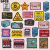 5pcs /Lots Cartoon Square Letter Slogan Embroidered Diy Have A Nice Day Patch Iron On Patches For Clothing Hats Embroidery Patch